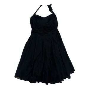 Faith 21 Womens Black Halter Dress Ruched Sweetheart Neck Layered Chiffon XL